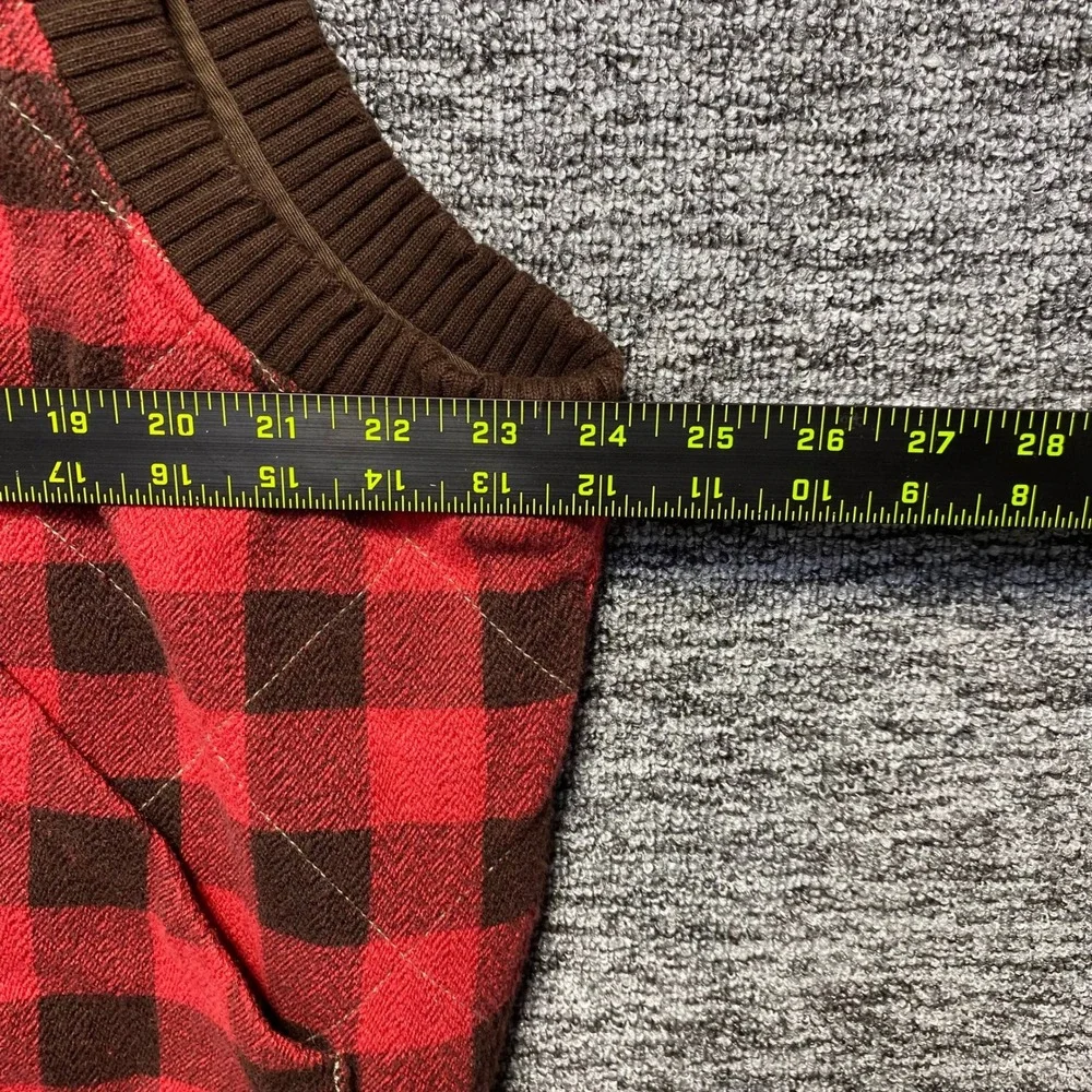 Denim Supply Ralph Lauren Plaid Quilted Vest Mens XL Red Black Buffalo Corduroy